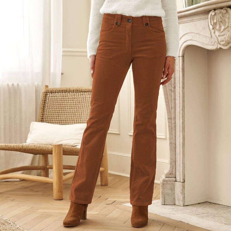 Rovné menčestrové nohavice karamelová 050 Blancheporte 65219093