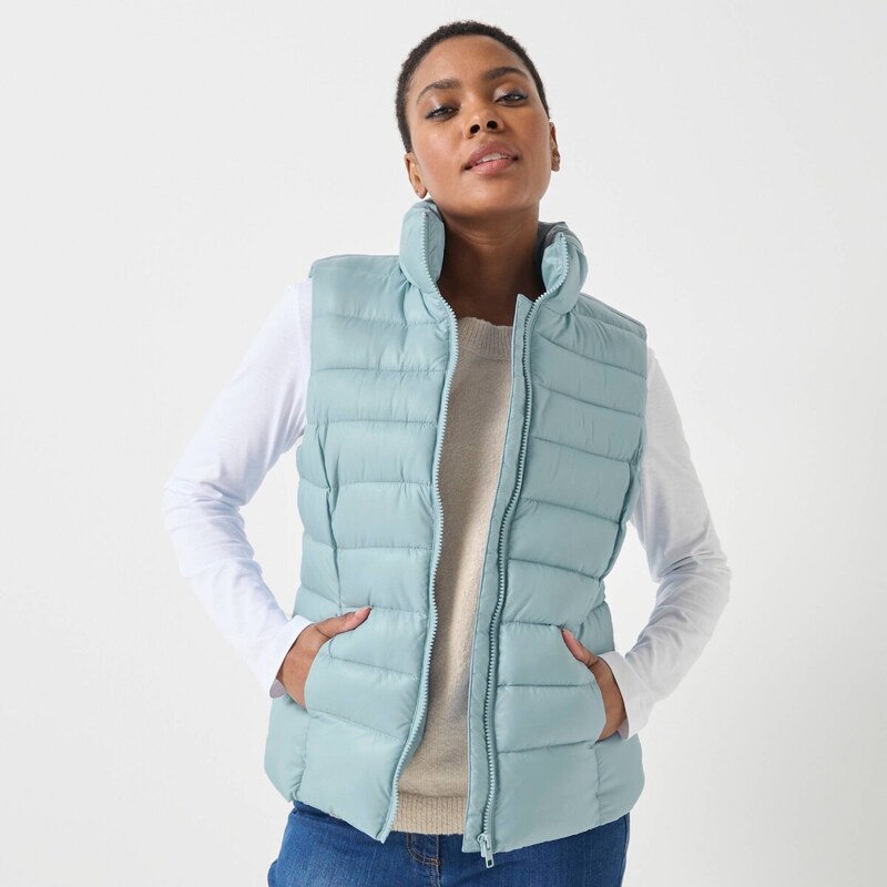 Nepremokavá prešívaná vesta na zips nebeská modrá 052 Blancheporte 65219097