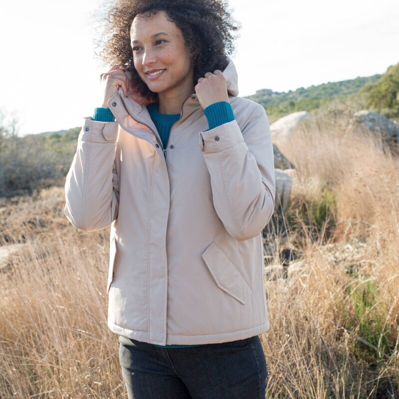 Nepremokavá bunda na zips s kapucňou béžová 054 Blancheporte 65219108