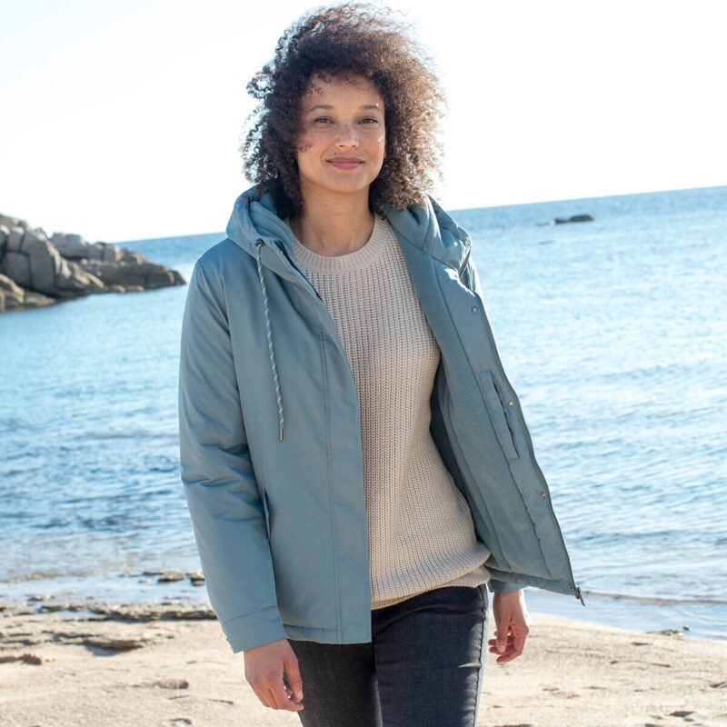 Nepremokavá bunda na zips s kapucňou modrosivá 052 Blancheporte 65219109