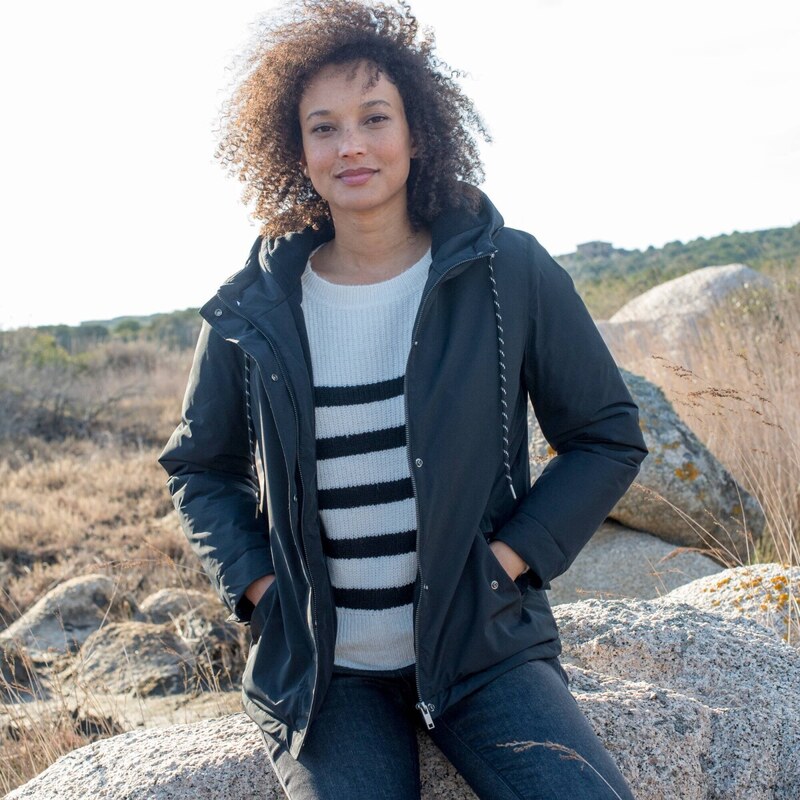 Nepremokavá bunda na zips s kapucňou čierna 044 Blancheporte 65219110