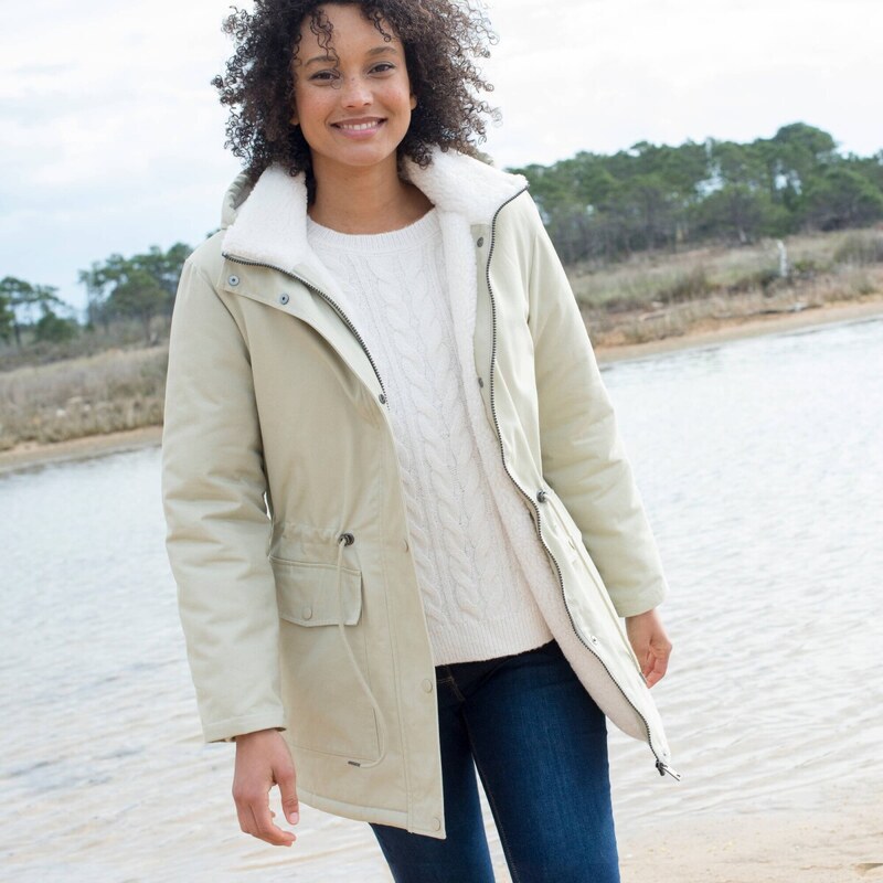 Parka s kapucňou a sherpa podšívkou béžová 056 Blancheporte 65219130