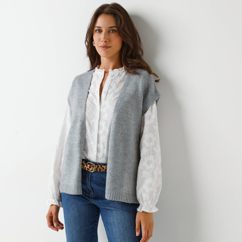 Vesta z jemného úpletu sivý melír 048 Blancheporte 65219163