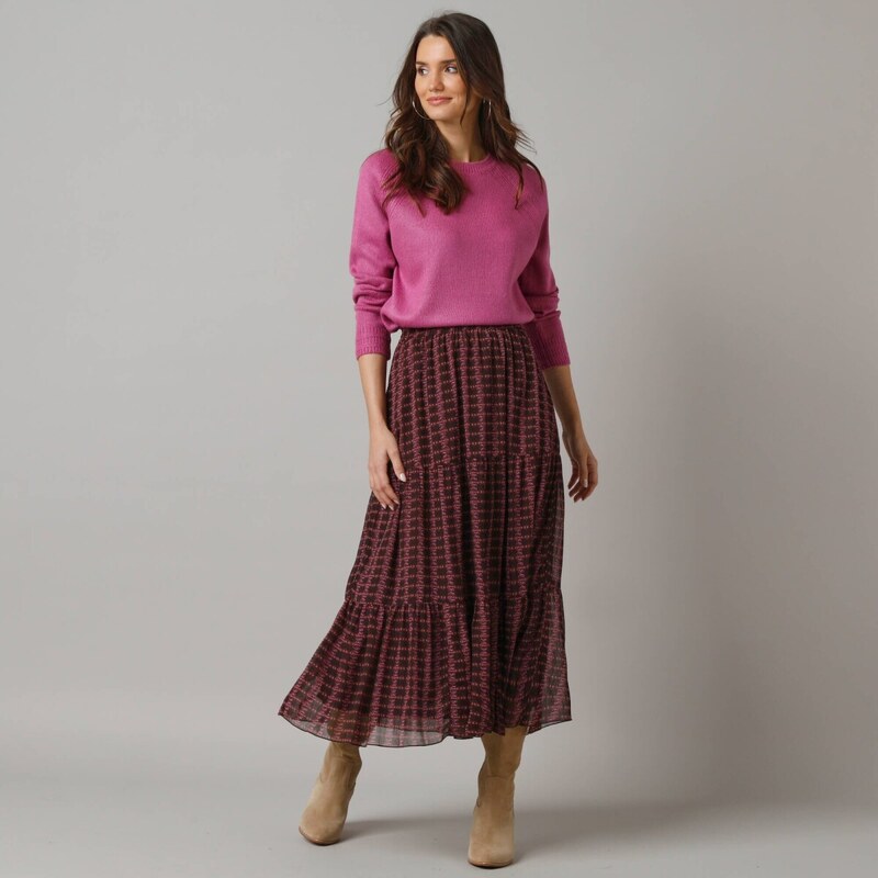 Dlhá sukňa čokoládová/purpurová 054 Blancheporte 65219212