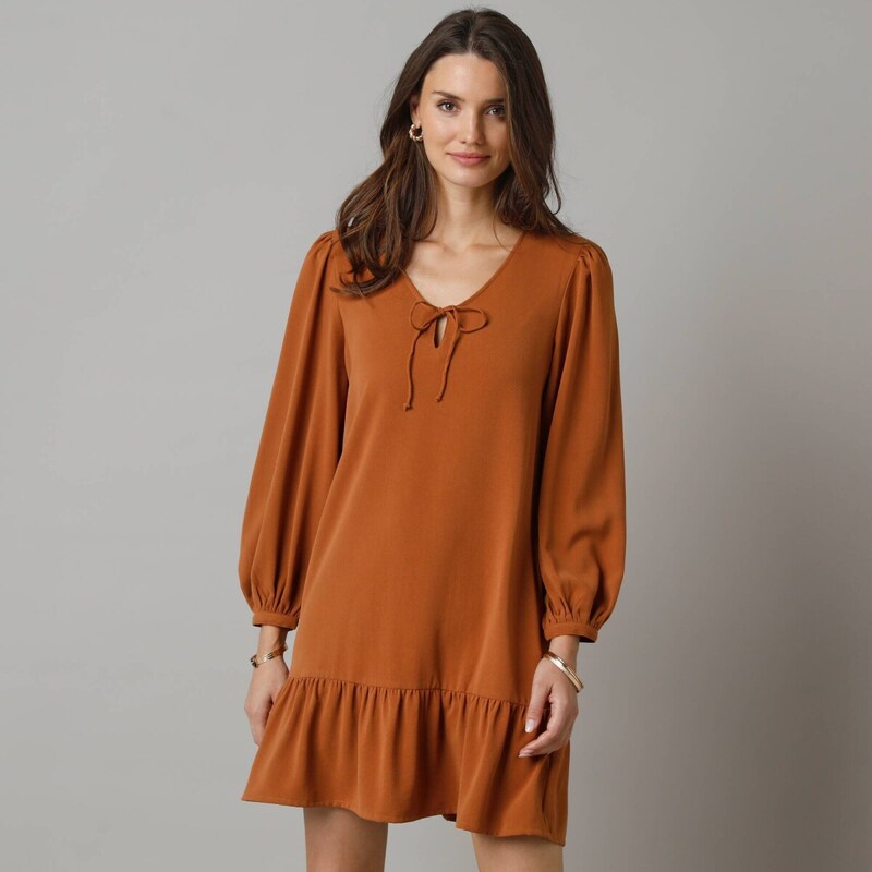 Krátke jednofarebné šaty okrová 054 Blancheporte 65219207