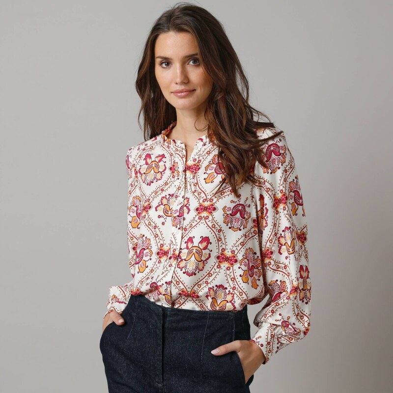 Košeľová blúzka s potlačou kvetín ražná 050 Blancheporte 65219218