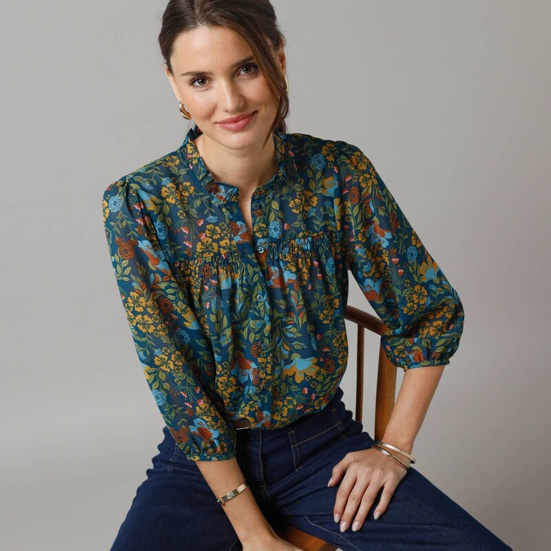 Košeľová blúzka s potlačou modrá 052 Blancheporte 65219227