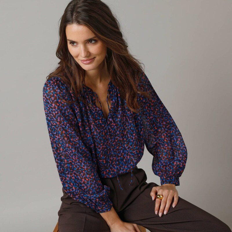 Blúzka s tuniským výstrihom a zvieracím vzorom viacfarebná 052 65219229