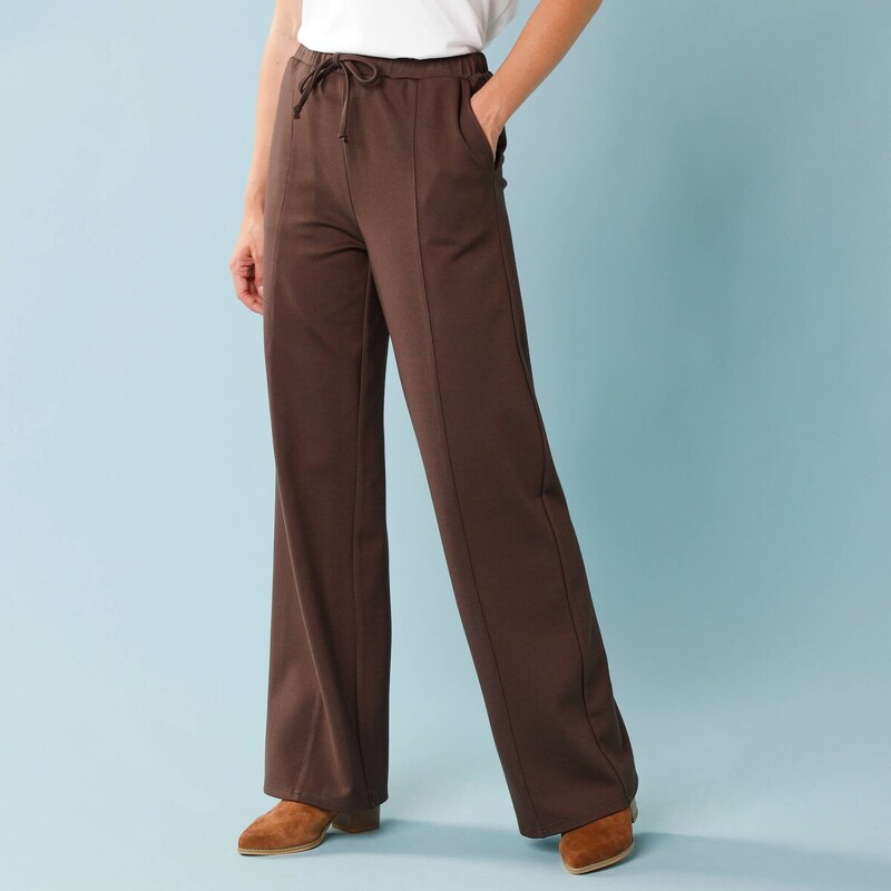 Široké vzdušné nohavice, pre nižšiu postavu čokoládová 052 65219275