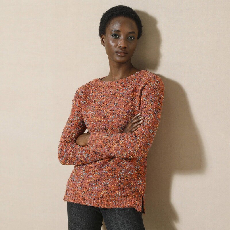 Buklé pulóver s lodičkovým výstrihom oranžová 048 Blancheporte 56607804