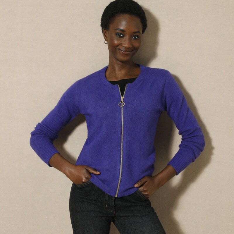 Sveter na zips fialová 048 Blancheporte 56966665