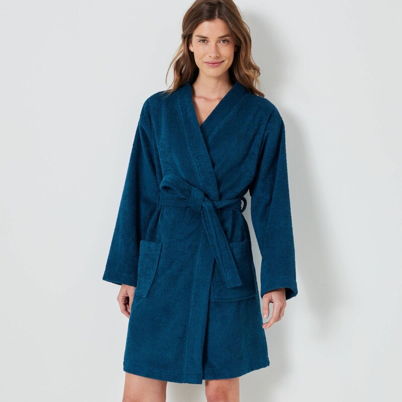 Krátky unisex župan s kimono golierom petrolejová 052 Blancheporte 65218541