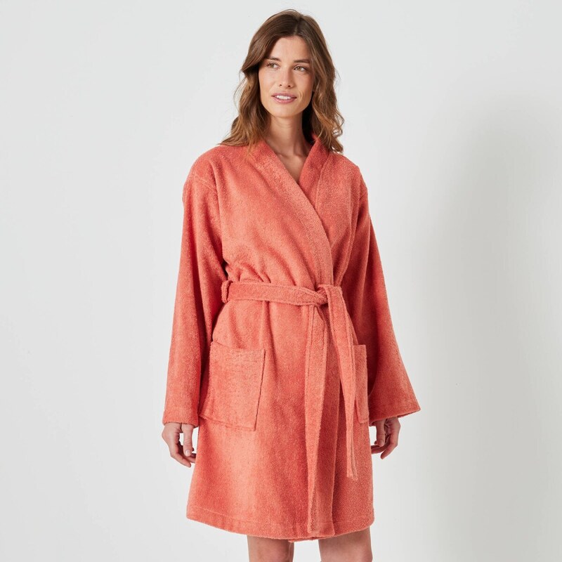 Krátky unisex župan s kimono golierom tomatová 056 Blancheporte 65218543
