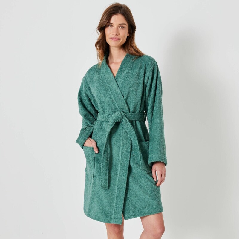 Krátky unisex župan s kimono golierom eukalyptus 048 Blancheporte 65218542