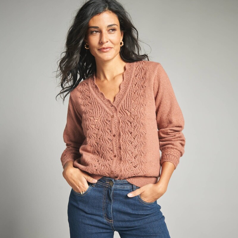 Ažúrový sveter karamelová 044 Blancheporte 65218578