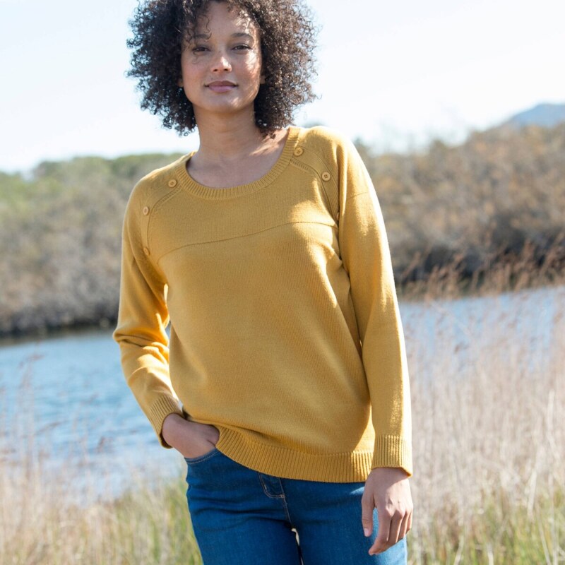 Jednofarebný pulóver s ozdobnými gombíkmi kari 054 Blancheporte 65218645