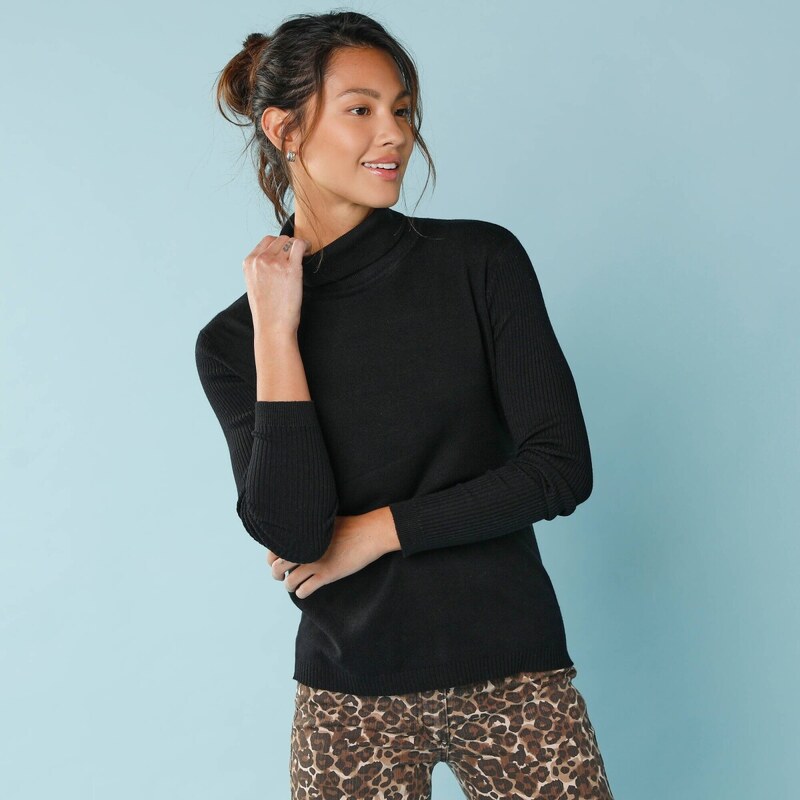 Vrúbkovaný rolák pre nižšiu postavu čierna 048 Blancheporte 65218708