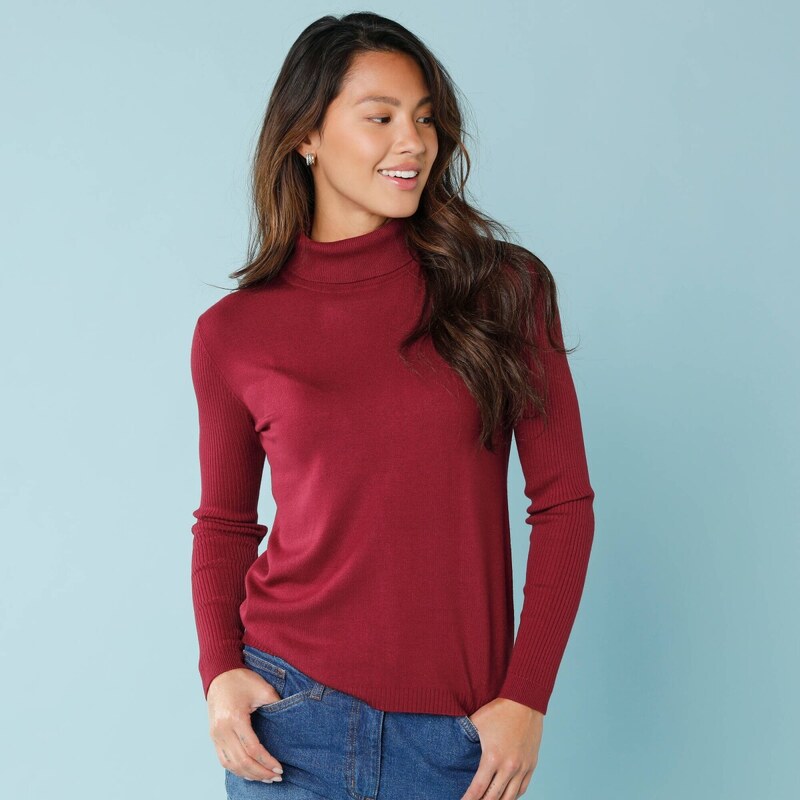 Vrúbkovaný rolák pre nižšiu postavu granátová 048 Blancheporte 65218709