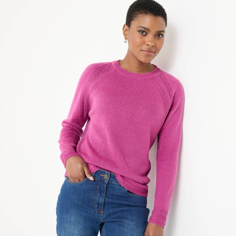 Pulóver s okrúhlym výstrihom, jemný na dotyk purpurová 054 65218713