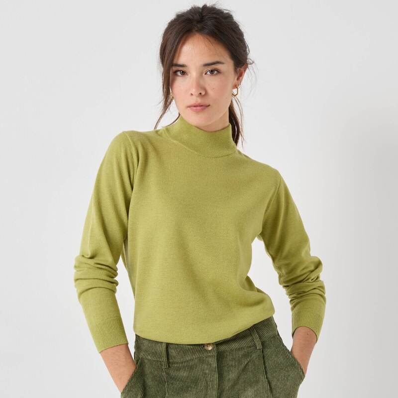 Pulóver so stojačikom, jahňacia vlna machová 052 Blancheporte 65218716