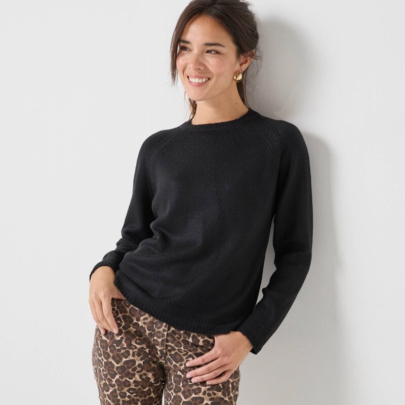 Pulóver s okrúhlym výstrihom, jemný na dotyk čierna 054 Blancheporte 65218726