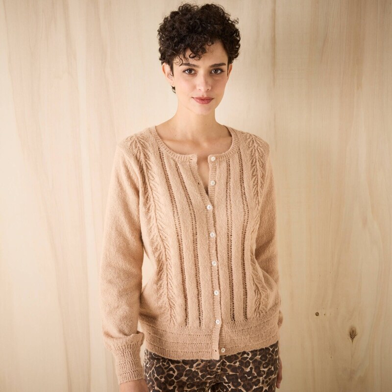 Sveter s ažúrovým vzorom oriešková 054 Blancheporte 65218829