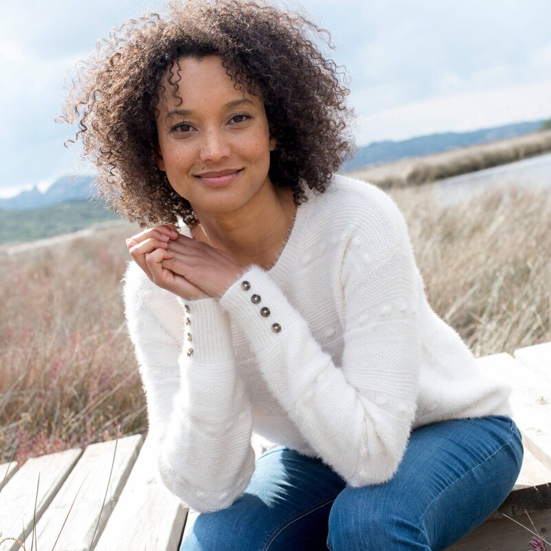 Pulóver s okrúhlym výstrihom, z úpletu s predĺženým vláknom ražná 052 65218941