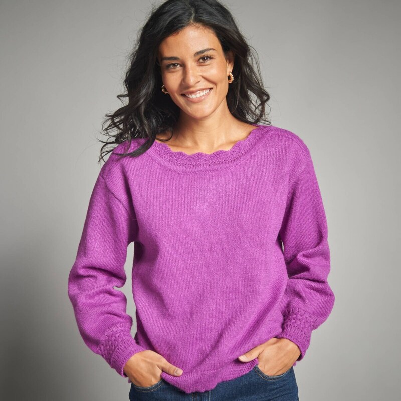 Pulóver s lodičkovým výstrihom fialová 052 Blancheporte 65218989