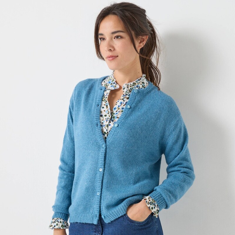 Sveter zo zmes vlny a mohéru ľadovomodrá 054 Blancheporte 65219036