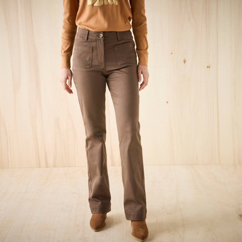 Bootcut nohavice s našitými vreckami čokoládová 052 Blancheporte 65219017