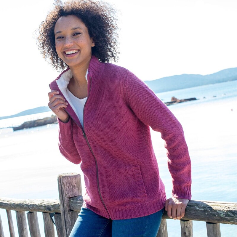 Sveter s hebkou podšívkou, na zips purpurová 054 Blancheporte 65219078