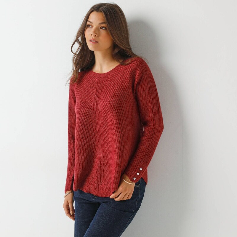 Rozšírený dlhý pulóver bordó 040 Blancheporte 65219171