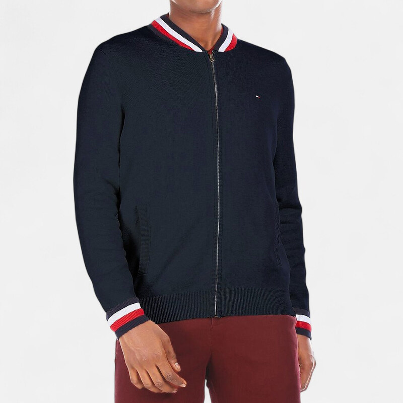Modrý svetr na zip Tommy Hilfiger M56341 65232450
