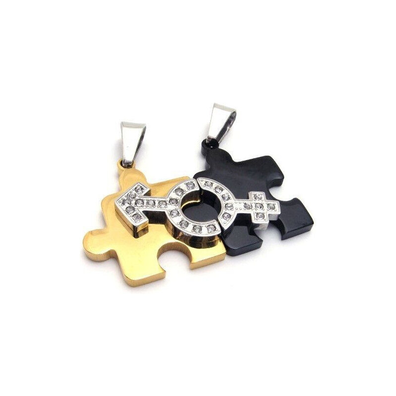 Impress Jewelry Double prívesok muž a žena čierno-zlatý 65220829