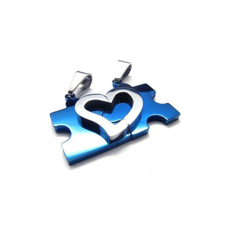 Impress Jewelry Double prívesok puzzle srdce modré 65220828