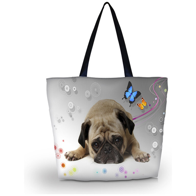 Nákupná a plážová taška Huado - Mops 65221074