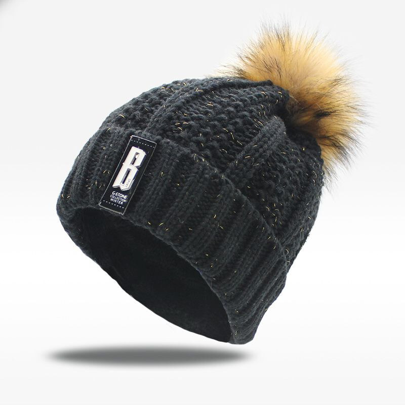 Cixi Stone dámska zimná čiapka s bambuľou Čierna 65221692