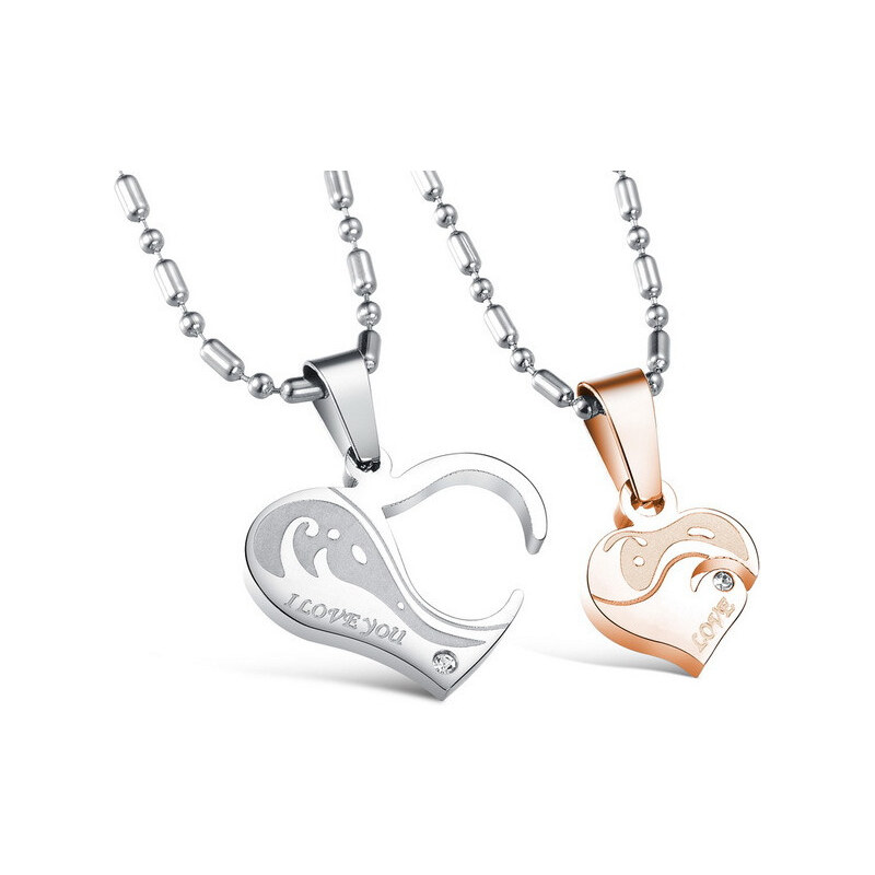 Impress Jewelry Oceľové puzzle prívesky Srdce v srdci zlatý 65221754