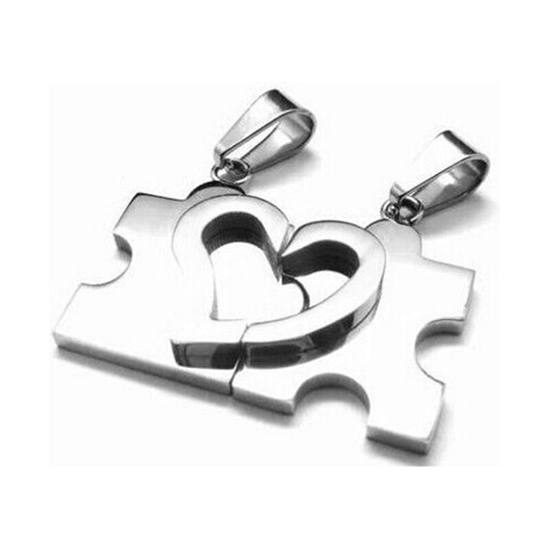 Impress Jewelry Oceľové prívesky pre dvoch Puzzle srdce stříbrné 65221757