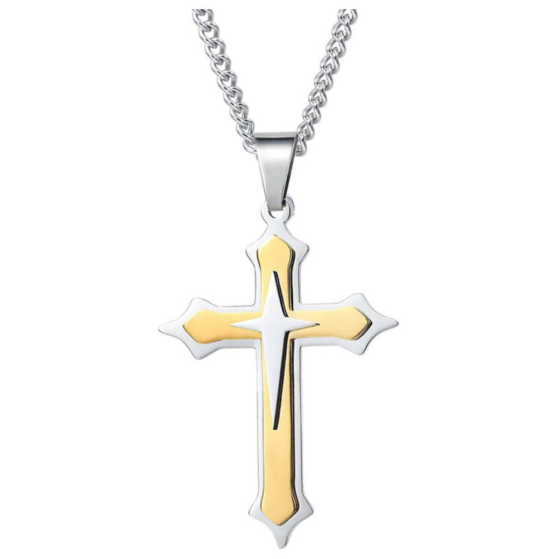 Impress Jewelry Prívesok z chirurgickej ocele krížik Lovin zlatý 65221890