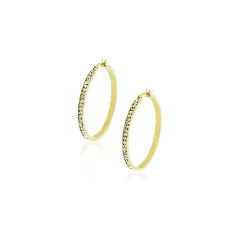 Impress Jewelry Oceľové Náušnice kruhy s kryštálmi 35 mm Zlaté 65224550