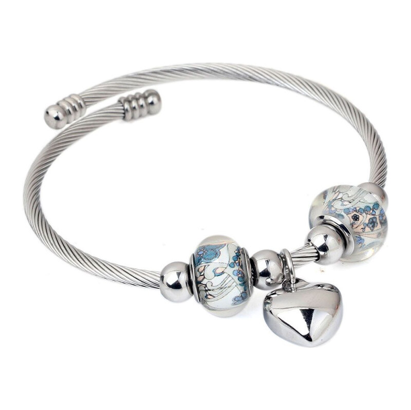 Impress Jewelry Zkrútený náramok z chirurgickej ocele s korálkami 65222002