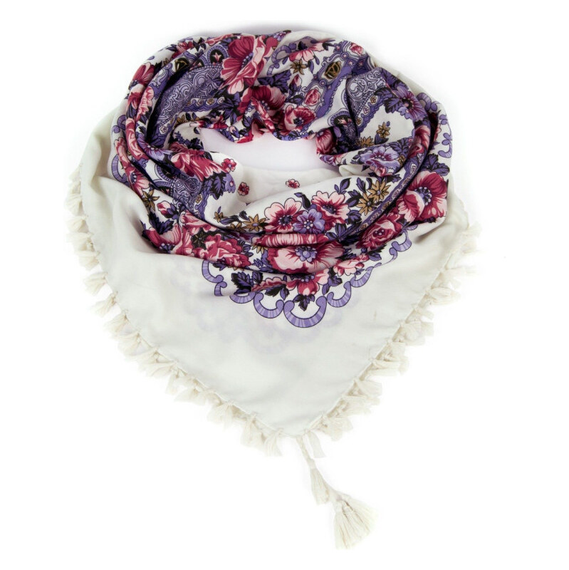 ArtOfPolo Folková šatka s kvetmi 100cm Biela 65222213