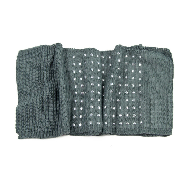 ArtOfPolo Dámsky kruhový šál pletený s cvokmi Šedý 65222271