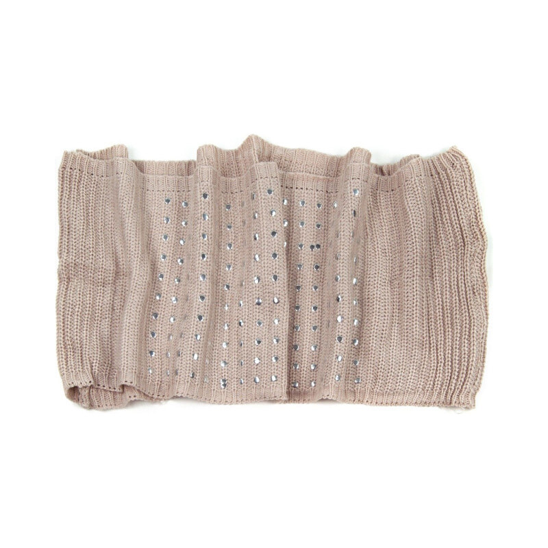 ArtOfPolo Dámsky kruhový šál pletený s cvokmi Bežový 65222272
