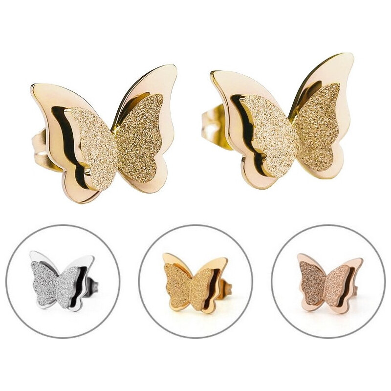Impress Jewelry Náušnice - na puzetu z chirurgickej ocele Motýle 65222303