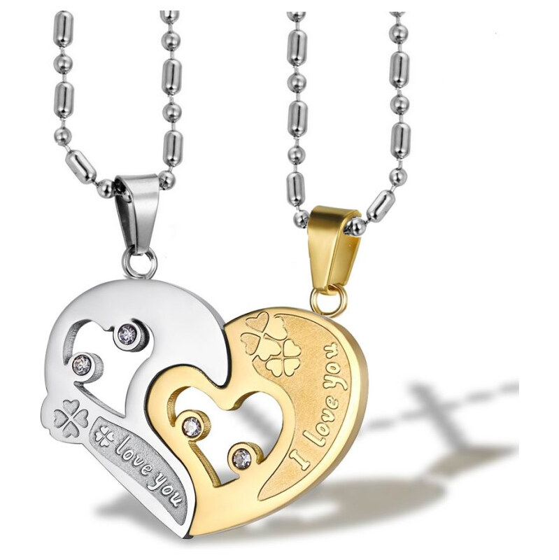 Impress Jewelry Oceľové prívěsky pre dvoch I love You zlato-strieborný 65222305