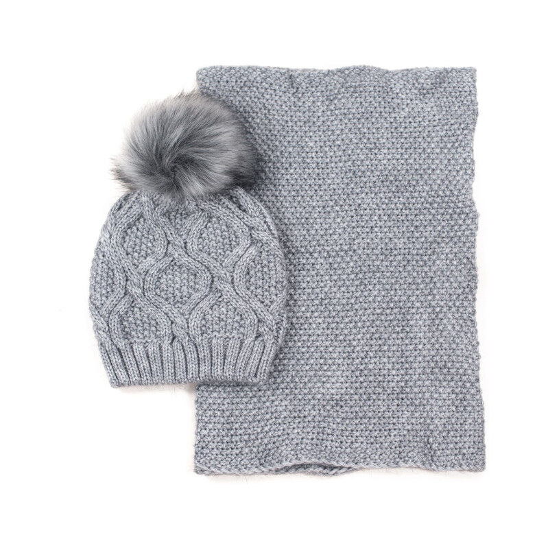 Artofpolo Dámský set čiapka a šála Sweet Paris Šedý 65222315