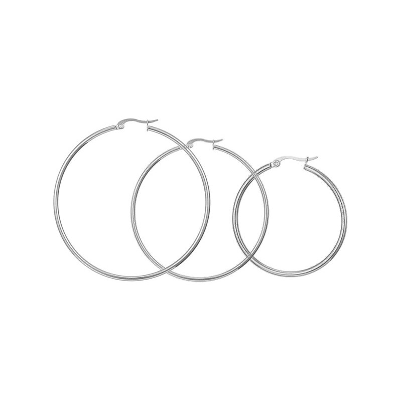 Impress Jewelry Oceľové náušnice kruhy 20-95 mm Just me Strieborné 65222405