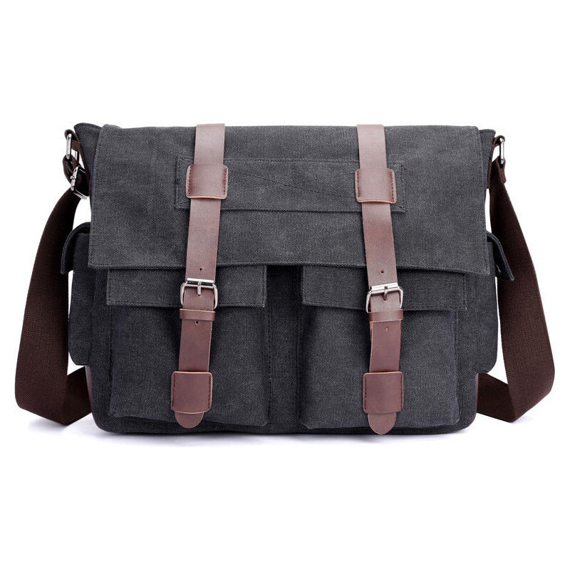 LoSmile pánska plátená taška Travis LS1657BK Čierna 65222421